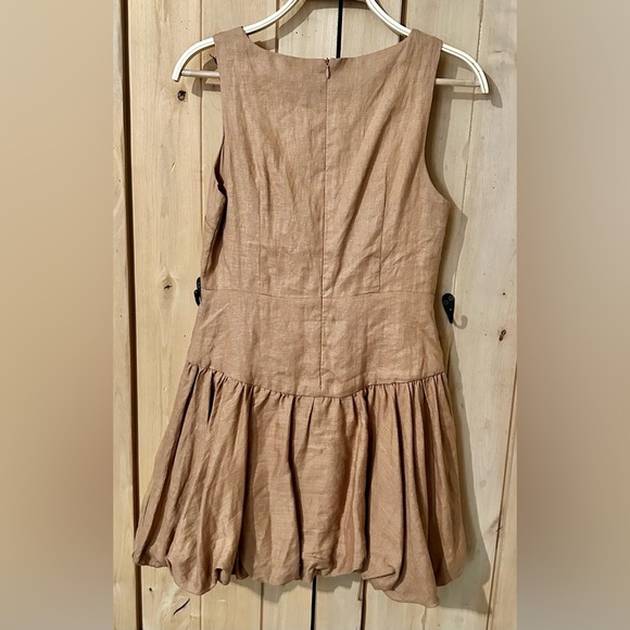 Aaron and Amber Malia Linen Dress Tan Sleeveless - Picture 5 of 7